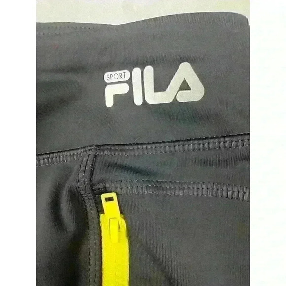 Fila Running Capri Pants Women's Medium Gray Yellow Yoga Activewear Performance - Picture 7 of 11